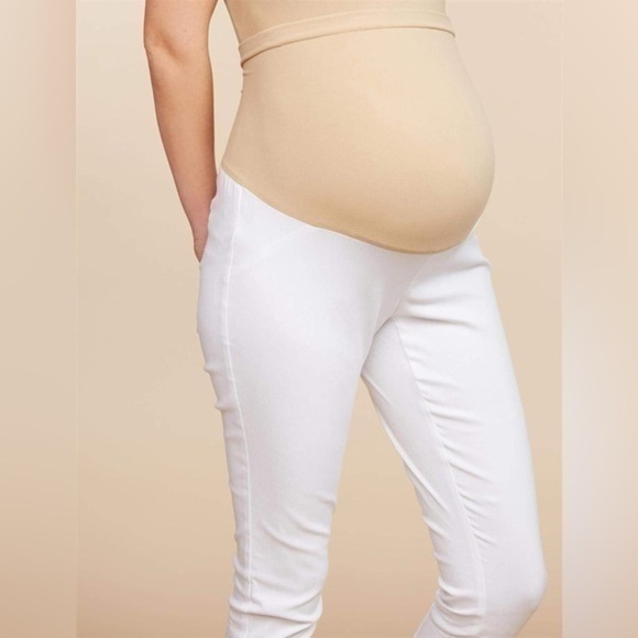 Indigo Blue Pants - Indigo Blue Jeans Women XL Cream Stretchy Maternity Crossover Panel Skinny Pants